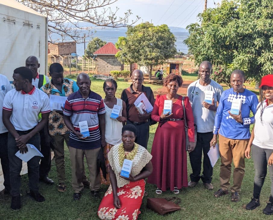 Community health workers receiving training
